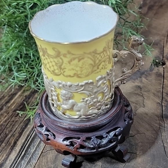 Rare Antique Aynsley China Demitasse In Sterling Silver Holder - Picture 2 of 13